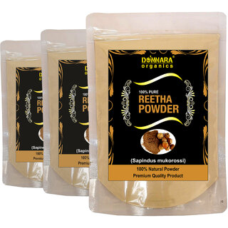 Donnara Organics 100% Natural Reetha Powder Combo pack of 3 of 150 gms(450 gms) Donnara Organics 100% Natural Reetha Powder Combo pack of 3 of 150 gms(450 gms)