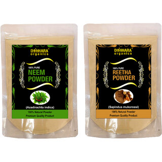 Donnara Organics 100% Natural Neem Powder and Reetha powder Combo pack of 2 of 150 gms(300 gms) Donnara Organics 100% Natural Neem Powder and Reetha powder Combo pack of 2 of 150 gms(300 gms)