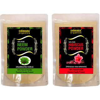 Donnara Organics 100% Natural Neem Powder and Hibiscus powder Combo pack of 2 of 150 gms(300 gms) Donnara Organics 100% Natural Neem Powder and Hibiscus powder Combo pack of 2 of 150 gms(300 gms)