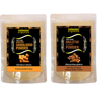 Donnara Organics 100% Natural Sandalwood Powder and Mulethi(Licorice) powder Combo pack of 2 of 150 gms(300 gms) Donnara Organics 100% Natural Sandalwood Powder and Mulethi(Licorice) powder Combo pack of 2 of 150 gms(300 gms)