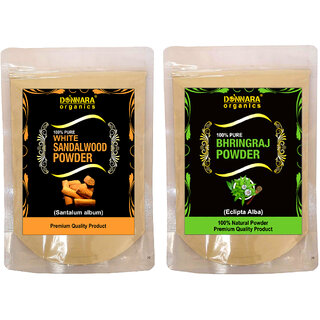                       Donnara Organics 100% Natural Sandalwood Powder and Bhringraj powder Combo pack of 2 of 150 gms(300 gms)                                              