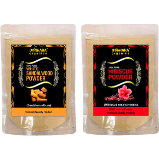                       Donnara Organics 100% Natural Sandalwood Powder and Hibiscus powder Combo pack of 2 of 150 gms(300 gms)                                              