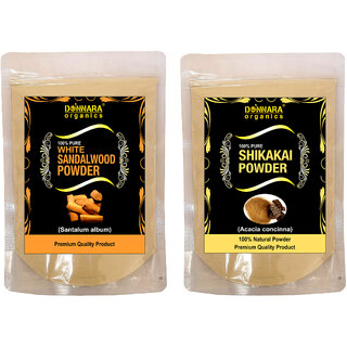                       Donnara Organics 100% Natural Sandalwood Powder and Shikakai powder Combo pack of 2 of 150 gms(300 gms)                                              