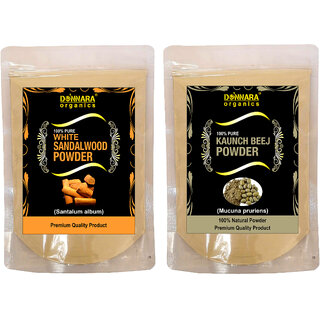                       Donnara Organics 100% Natural Sandalwood Powder and Kaunch Beej powder Combo pack of 2 of 150 gms(300 gms)                                              