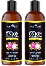 Park Daniel ONION Herbal Hair oil - For Hair Regrowth and Anti Hair Fall Combo pack of 2 bottles of 100 ml(200 ml)