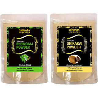 Donnara Organics 100% Natural Bhringraj Powder and Shikakai powder Combo pack of 2 of 150 gms(300 gms) Donnara Organics 100% Natural Bhringraj Powder and Shikakai powder Combo pack of 2 of 150 gms(300 gms)
