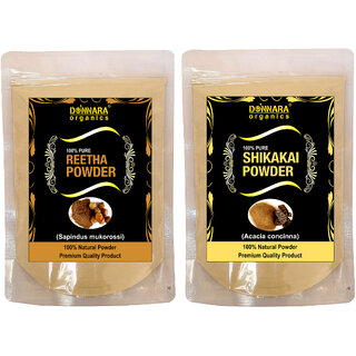                       Donnara Organics 100% Natural Reetha Powder and Shikakai powder Combo pack of 2 of 150 gms(300 gms)                                              