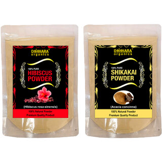                       Donnara Organics 100% Natural Hibiscus Powder and Shikakai powder Combo pack of 2 of 150 gms(300 gms)                                              