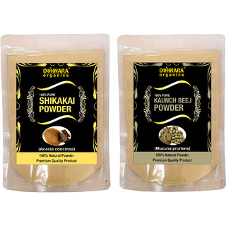                       Donnara Organics 100% Natural Shikakai Powder and Kaunch Beej powder Combo pack of 2 of 150 gms(300 gms)                                              