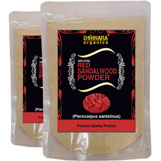                       Donnara Organics 100% Natural Red Sandalwood Powder Combo pack of 2 pouches of 150 gms(300 gms)                                              