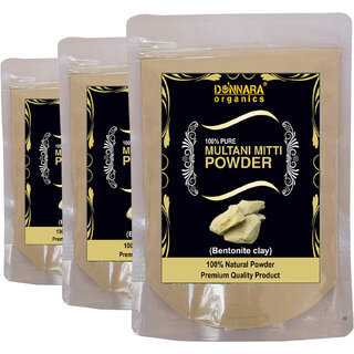 Donnara Organics 100% Natural Multani Mitti Powder Combo pack of 3 pouches of 150 gms(450 gms) Donnara Organics 100% Natural Multani Mitti Powder Combo pack of 3 pouches of 150 gms(450 gms)