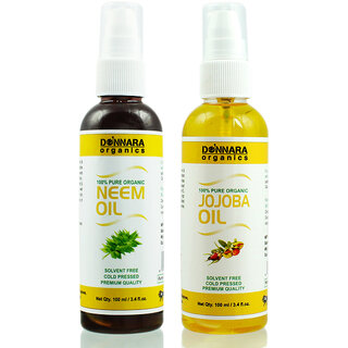 Donnara Organics 100% Pure Neem oil and Jojoba oil Combo of 2 Bottles of 100 ml(200 ml) Donnara Organics 100% Pure Neem oil and Jojoba oil Combo of 2 Bottles of 100 ml(200 ml)