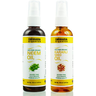 Donnara Organics 100% Pure Neem oil and Karanj oil Combo of 2 Bottles of 100 ml(200 ml) Donnara Organics 100% Pure Neem oil and Karanj oil Combo of 2 Bottles of 100 ml(200 ml)