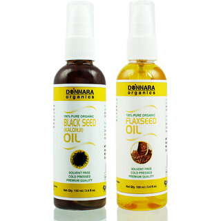 Donnara Organics 100% Pure Black seed(Kalonji) oil and Flaxseed oil Combo of 2 Bottles of 100 ml(200 ml) Donnara Organics 100% Pure Black seed(Kalonji) oil and Flaxseed oil Combo of 2 Bottles of 100 ml(200 ml)