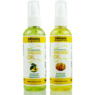 Donnara Organics 100% Pure Avocado oil and Wheatgerm oil Combo of 2 Bottles of 100 ml(200 ml) Donnara Organics 100% Pure Avocado oil and Wheatgerm oil Combo of 2 Bottles of 100 ml(200 ml)