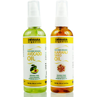                       Donnara Organics 100% Pure Avocado oil and Karanj oil Combo of 2 Bottles of 100 ml(200 ml)                                              