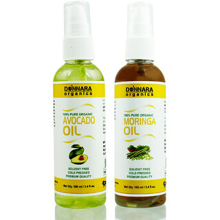 Donnara Organics 100% Pure Avocado oil and Moringa oil Combo of 2 Bottles of 100 ml(200 ml) Donnara Organics 100% Pure Avocado oil and Moringa oil Combo of 2 Bottles of 100 ml(200 ml)