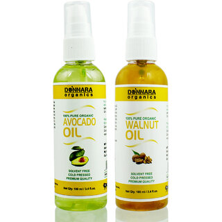 Donnara Organics 100% Pure Avocado oil and Walnut oil Combo of 2 Bottles of 100 ml(200 ml) Donnara Organics 100% Pure Avocado oil and Walnut oil Combo of 2 Bottles of 100 ml(200 ml)