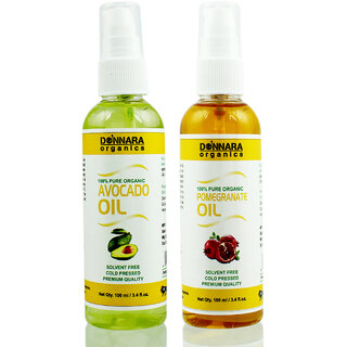                       Donnara Organics 100% Pure Avocado oil and Pomegrante oil Combo of 2 Bottles of 100 ml(200 ml)                                              