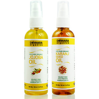                       Donnara Organics 100% Pure Jojoba oil and Karanj oil Combo of 2 Bottles of 100 ml(200 ml)                                              