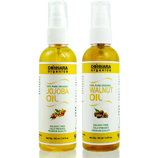                       Donnara Organics 100% Pure Jojoba oil and Walnut oil Combo of 2 Bottles of 100 ml(200 ml)                                              