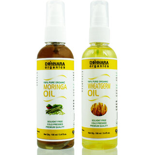 Donnara Organics 100% Pure Wheatgerm oil and Moringa oil Combo of 2 Bottles of 100 ml(200 ml) Donnara Organics 100% Pure Wheatgerm oil and Moringa oil Combo of 2 Bottles of 100 ml(200 ml)
