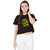 Haoser Women's Black Cotton Yellow Prove Them Wrong Printed Round Neck Crop Top
