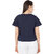 Haoser Women's Slim Fit Round Neck Navy Blue Cotton Sky Text Print Crop Top