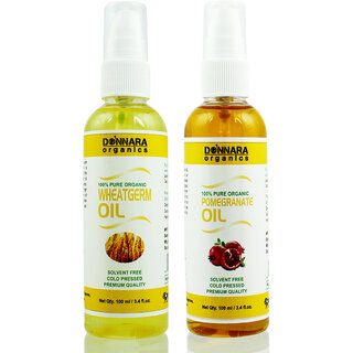                       Donnara Organics 100% Pure Wheatgerm oil and Pomegranate oil Combo of 2 Bottles of 100 ml(200 ml)                                              