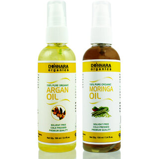 Donnara Organics 100% Pure Argan oil and Moringa oil Combo of 2 Bottles of 100 ml(200 ml) Donnara Organics 100% Pure Argan oil and Moringa oil Combo of 2 Bottles of 100 ml(200 ml)