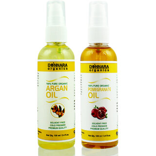 Donnara Organics 100% Pure Argan oil and Pomegrante oil Combo of 2 Bottles of 100 ml(200 ml) Donnara Organics 100% Pure Argan oil and Pomegrante oil Combo of 2 Bottles of 100 ml(200 ml)