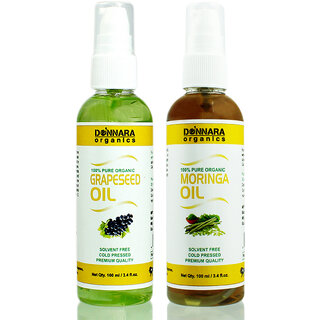 Donnara Organics 100% Pure Grapeseed oil and Moringa Oil Combo of 2 Bottles of 100 ml(200 ml) Donnara Organics 100% Pure Grapeseed oil and Moringa Oil Combo of 2 Bottles of 100 ml(200 ml)