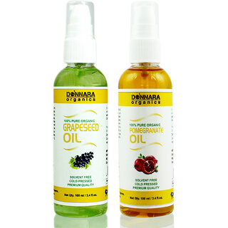                       Donnara Organics 100% Pure Grapeseed oil and Pomegranate Oil Combo of 2 Bottles of 100 ml(200 ml)                                              