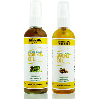                       Donnara Organics 100% Pure Moringa oil and Walnut oil Combo of 2 Bottles of 100 ml(200 ml)                                              