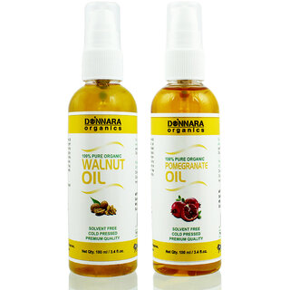 Donnara Organics 100 Pure Walnut Oil And Pomegranate Oil Combo Of 2 Bottles Donnara Organics 100 Pure Walnut Oil And Pomegranate Oil Combo Of 2 Bottles