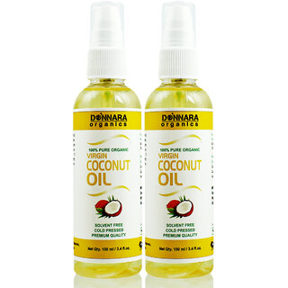 Donnara Organics Premium Virgin Coconut oil- 100% Pure & Natural Combo pack of 2 bottles of 100 ml(200 ml)