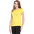 Haoser Girl Bite Back Graphic Golden Printed Half Sleeve Round Neck 100% Yellow T-Shirt For Women's