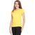 Haoser Girl Bite Back Graphic White Printed Half Sleeve Round Neck 100% Yellow T-Shirt For Women's