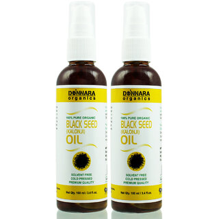 Donnara Organics Premium Black Seed(Kalonji) oil- 100% Pure & Natural Combo pack of 2 bottles of 100 ml(200 ml)