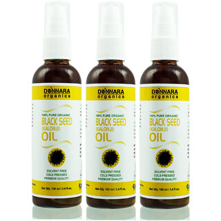                       Donnara Organics Premium Black Seed(Kalonji) oil- 100% Pure & Natural Combo pack of 3 bottles of 100 ml(300 ml)                                              