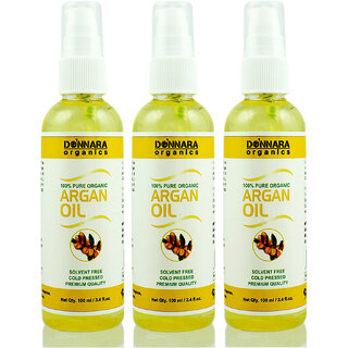                       Donnara Organics Premium Argan oil- 100% Pure & Natural Combo pack of 3 bottles of 100 ml(300 ml)                                              