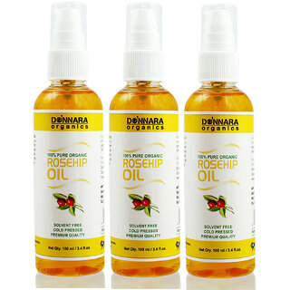                       Donnara Organics Premium Rosehip oil- 100% Pure & Natural Combo pack of 3 bottles of 100 ml(300 ml)                                              