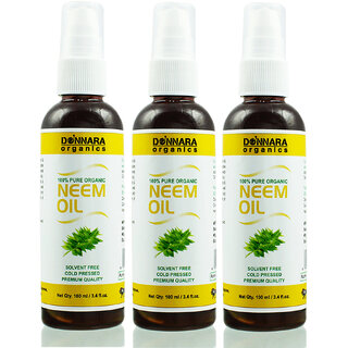                       Donnara Organics Premium Neem oil- 100% Pure & Natural Combo pack of 3 bottles of 100 ml(300 ml)                                              