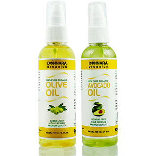                       Donnara Organics 100% Pure Olive oil and Avocado oil Combo of 2 Bottles of 100 ml(200 ml)                                              