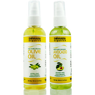 Donnara Organics 100% Pure Olive oil and Avocado oil Combo of 2 Bottles of 100 ml(200 ml) Donnara Organics 100% Pure Olive oil and Avocado oil Combo of 2 Bottles of 100 ml(200 ml)