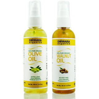 Donnara Organics 100% Pure Olive oil and Walnut oil Combo of 2 Bottles of 100 ml(200 ml) Donnara Organics 100% Pure Olive oil and Walnut oil Combo of 2 Bottles of 100 ml(200 ml)