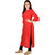 Rayon Long Kurti Red Bell Sleeves Frill Neck