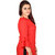 Rayon Long Kurti Red Bell Sleeves Frill Neck