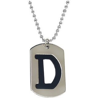 Men Style  Letter D Alphabet Locket With Chain Stainless Steel, Metal Pendant Set
