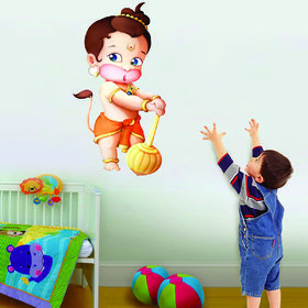 Decor Villa Hanuman ji Wall Sticker For Living Room(PVC Vinyl,Size-58 cm x 30 cm)